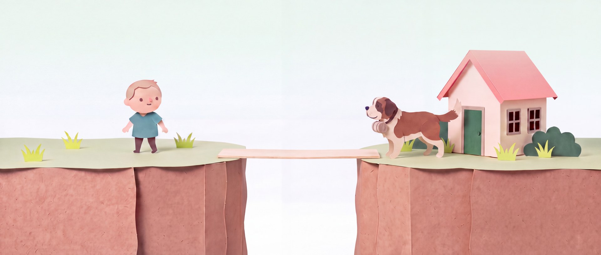 The story scene with the bridge beginning to form
